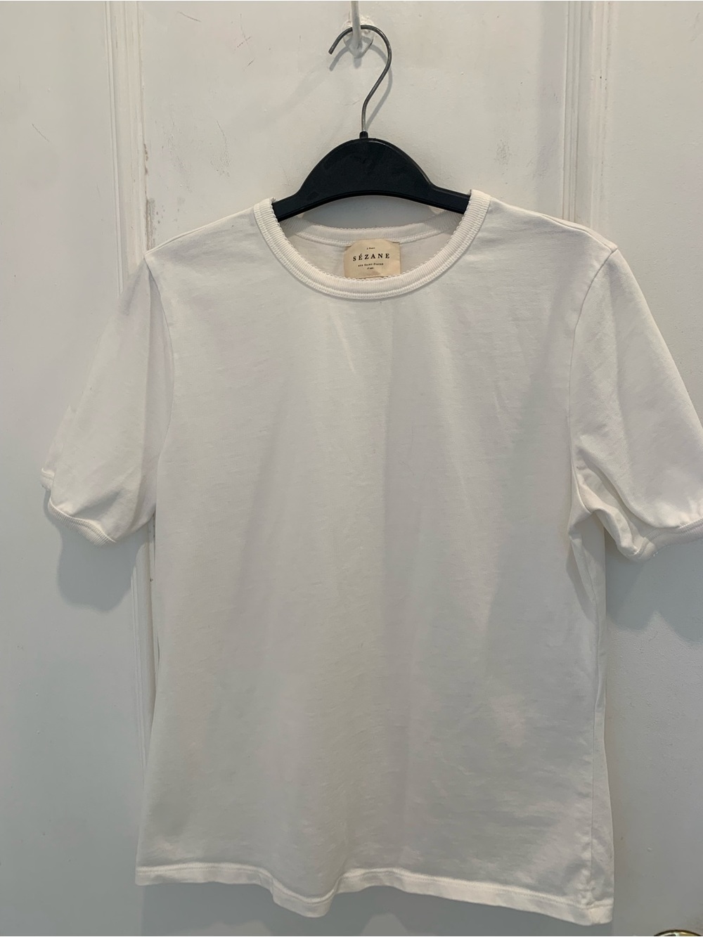 Sezane short sleeve white top. Size S